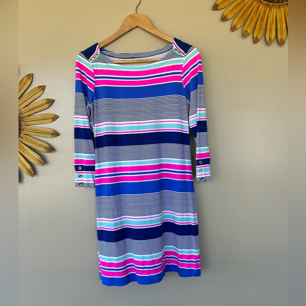 Lilly Pulitzer Upf 50+ Sophie Jersey Pink/Blue Striped Dress